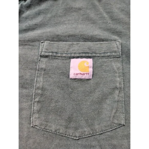 Carhartt Shirt Lot 2 Mens 4XL Black Logo Tee Green Pocket Henley Workwear - Picture 11 of 16